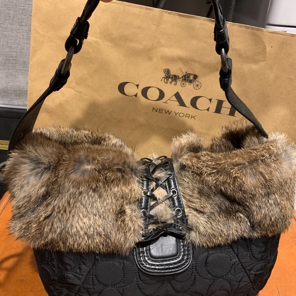 Coach | Bags | Coach Nylon Rabbit Fur | Poshmark